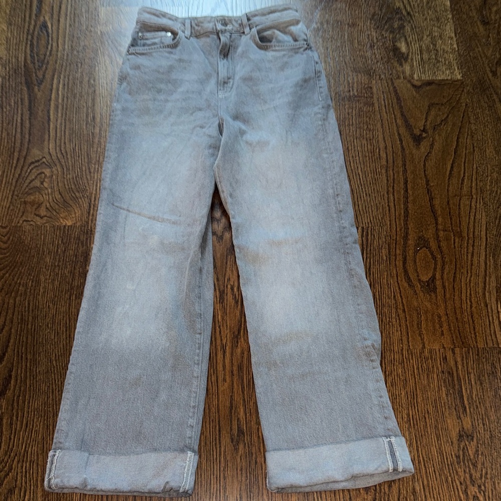 Gray Denim wide leg Jeans